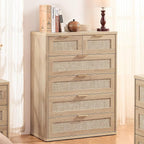 LEYAOYAO Rattan Dresser for Bedroom, Modern 6 Drawers Boho Dressers - Image 8