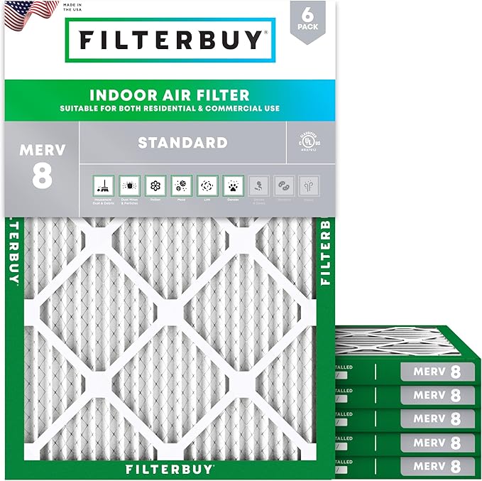 Filterbuy 28x30x1 Air Filter MERV 8 Dust Defense Replacement, Electrostatic by Filterbuy