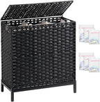 Laundry Hamper with Lid 132 L, Clothes Hamper with Lid, Handwoven Rattan by SETVSON