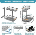 Under Sink Organizer Storage 2 Pack, 2 Tier Slide Out Height Adjustable Pull - Image 6