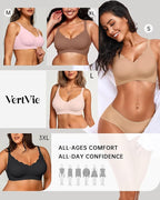 Vertvie Womens Seamless Bras No Underwire Supportive Wireless Push Up Full - Image 6