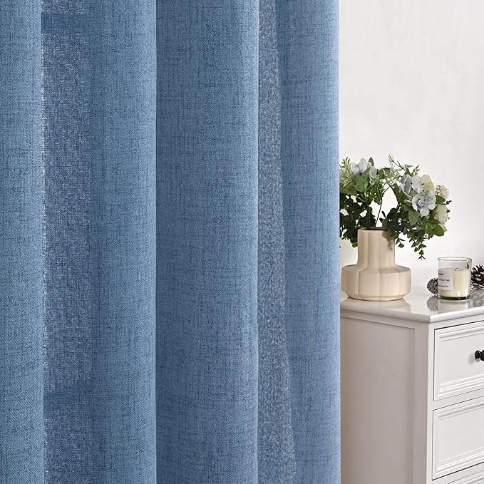 YoungsTex Denim Blue Linen Curtains 36 Inches Long - Image 7
