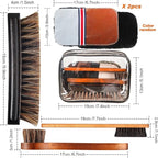 6 Pcs Horsehair Shine Shoes Brush Kit Polish Dauber Applicators Cleaning - Image 3