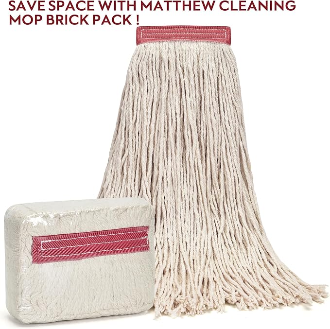 Matthew Cleaning 24oz 12Pack Cotton Mop Head Replacement, Looped-Open String - Image 3