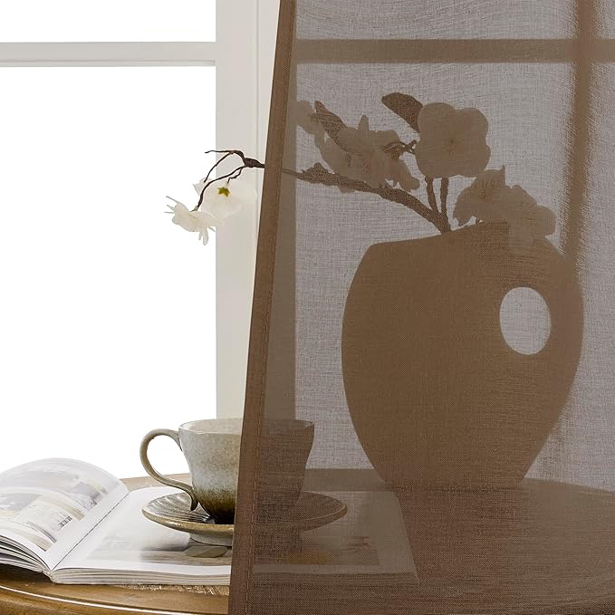 Tollpiz Small Sheer Door Curtain Closet Linen Textured Curtain Sheers Doorway - Image 9