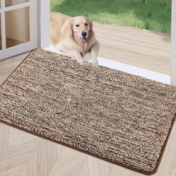 REFETONE Coffee/Brown Doormat, Indoor Non Slip Absorbent Rug by Refetone