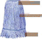 String Mop Heads Replacement Heavy Duty Commercial Grade Blue Cotton Looped End - Image 3