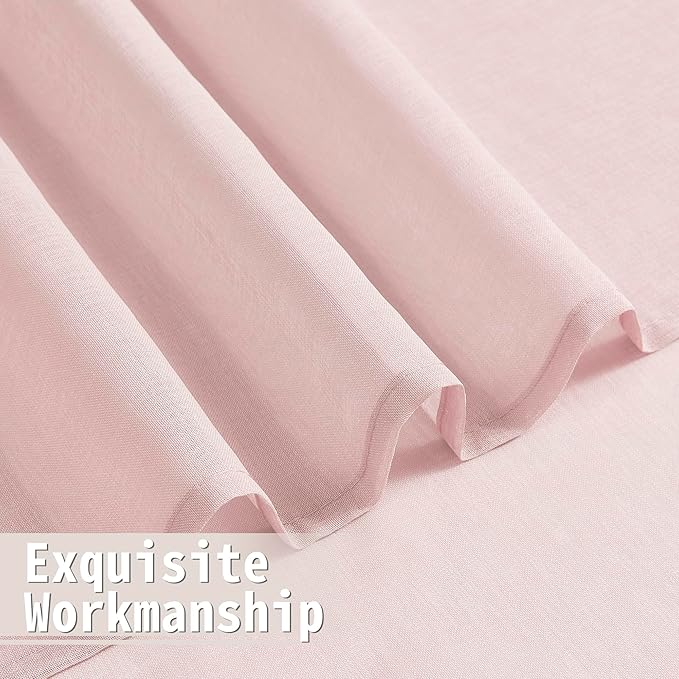 Tollpiz Sheer Door Curtains Closet Linen Textured Curtain Sheers Doorway Light - Image 8