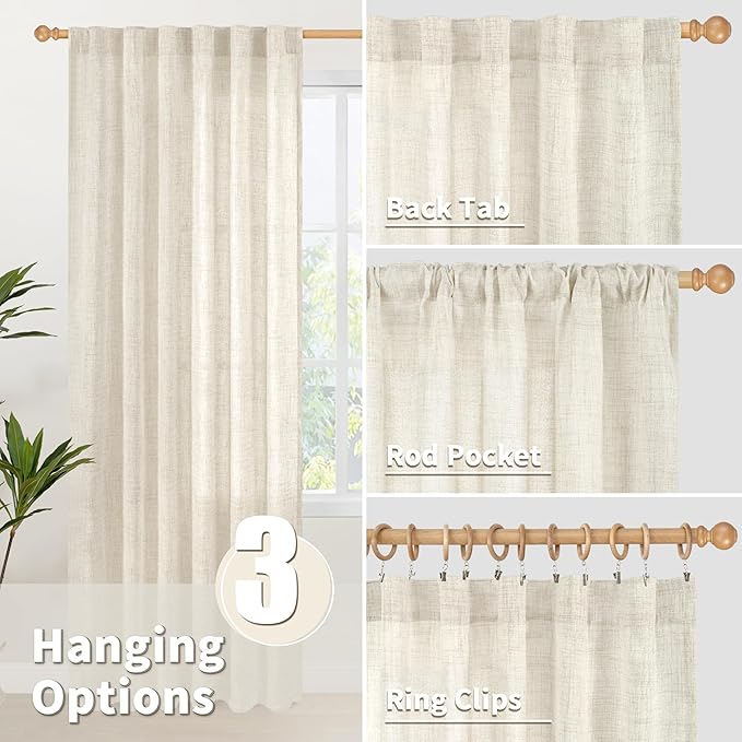 YoungsTex Linen Curtains 63 Inch Length - Image 6