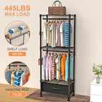 Clothes Rack, Clothing Rack for Hanging Clothes, 4 Tiers Adjustable Closet - Image 3