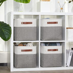 DULLEMELO 11 Inch Cube Storage Bins Fabric Storage Cubes 4 Pack Foldable Cube - Image 3