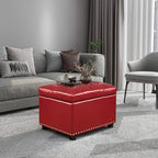 24'' Leather Storage Ottoman Rectangular Foot Rest Stool - Image 2