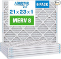 Aerostar 21x23x1 MERV 8, Pleated Air Filter, Box of 6, Made in the USA by AirFiltersDelivered