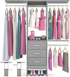 4FT Small Closet System with 3 Fabric Drawers, Flexible Built-In Clothes by Besiost
