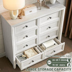 41" Tall White Dresser, Farmhouse 8 Drawers Dressers - Image 5