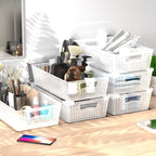 Simple Houseware Stackable Plastic Woven Basket Organizer, 6 Pack, 14.5" x 8.5" - Image 4