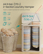 SONGMICS Laundry Basket, 44.9 Gal. Laundry Hamper, 2 Compartments, Easy Assembly - Image 4