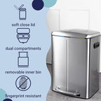 happimess HPM1005A Marco Rectangular 10.5-Gallon Double Bucket Trash Can - Image 3