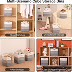 11 Inch Cube Storage Bins, Storage Cube Organizer Bins, Woven Cotton Rope Basket - Image 4