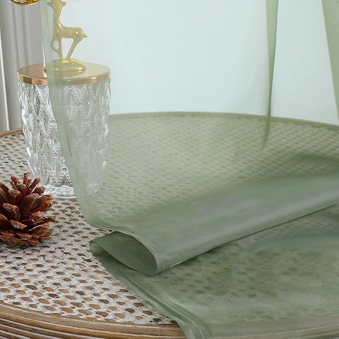 Chyhomenyc Extra Long Sage Green Sheer Curtains 144 inch 2 Panels, Translucent - Image 5