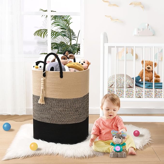 Woven Laundry Basket for Clothes, 65L Large Rectangle Laundry Hampers - Image 5