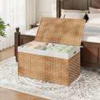 HOOBRO Storage Basket with Lid, 42.3 Gallon Wicker Basket, Handwoven Blanket - Image 3