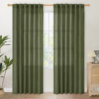 YoungsTex Olive Green Linen Curtains 80 Inch Length by YoungsTex
