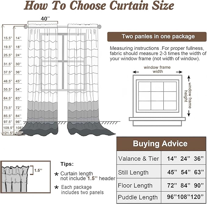 Chyhomenyc Cream Sheer Curtains 84 Inches Long 2 Panels Set- Light Filtering - Image 6