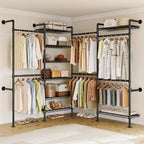 ONBRILL L4 Wall Mounted Industrial Pipe Clothing Rack, Closet Organizer System by ONBRILL