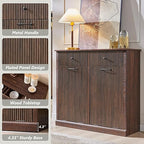 Modern Double Tilt-Out Trash Cabinet, 20 Gallon Fluted Laundry Hamper Cabinet - Image 5