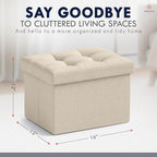 Ornavo Home Small Storage Ottoman, Foldable Collapsible Rectangle Linen Ottoman - Image 2