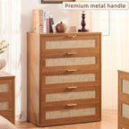 LEYAOYAO Dresser for Bedroom, Modern 5 Drawers Boho Rattan Dressers - Image 7