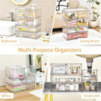 4 Pack Stackable Storage Drawers Clear Acrylic Organizer Bathroom Makeup - Image 7