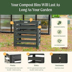 Vego Garden 32" Tall Modular Compost Bin 60" x 30" x 32" - Image 3