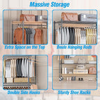 Homdox Heavy Duty Rolling Clothing Rack, Adjustable Garment Rack - Image 8