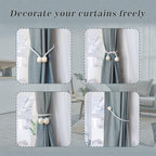Hion Magnetic Curtain Tiebacks White 2pcs, Curtain Tiebacks Buckles Holdbacks - Image 4