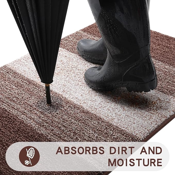 Kitinjoy Indoor Outdoor Door Mat, 47x24 Non-Slip Absorbent Dirt Trapper - Image 2
