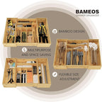 BAMEOS 3.9inch Tall Bamboo Drawer Organizer, Expandable Utensil Holder - Image 4