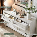 Farmhouse 6 Drawers Dresser for Bedroom, Metal Handle, Storage Closet Dressers - Image 7