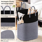 Laundry Basket, Woven Cotton Rope Laundry Hamper, Versatile Storage - Image 2