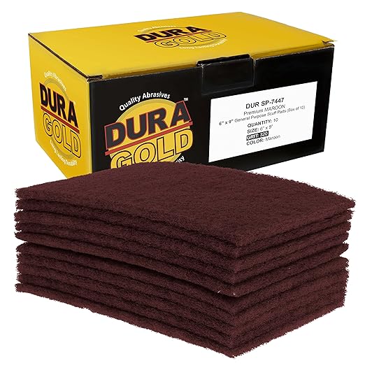 Dura-Gold Premium 6" x 9" Maroon General Purpose Scuff Pads, Box of 10 by Dura-Gold