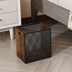 Retro Office Trash Can, Iron and Wood Combination Bedroom Garbage Can, - Image 8