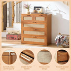 LEYAOYAO Rattan Dresser for Bedroom Set of 2, 33.5" Tall Chest of Drawers - Image 7