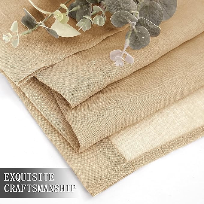 Tollpiz Short Sheer Tier Curtains Linen Textured Half Kitchen Curtain Sheers - Image 7