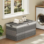 HOOBRO Storage Basket with Lid, 52.8 Gallon Wicker Basket, Handwoven Blanket - Image 4