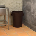 44 Gallon Brown Round Commercial Trash Can - Image 4