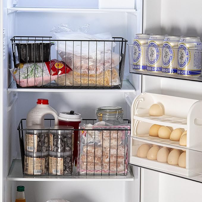 16" L x 12" W Wider Freezer Storage Organizer Baskets Container, Deep Metal - Image 6