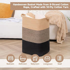 CLHMILY&Z 75L Laundry Basket Rectangular Black Jute Rope - Image 3