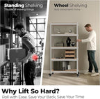 HOMEDANT House White 5-Tier Metal Rolling Cart Shelf Rack Casters Heavy Duty - Image 3