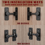 Barn Door Privacy Latch, 90°/180° Swing Slide Lock, Zinc-Alloy, Adhesive or - Image 3